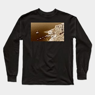 A Port on the Aegean Sea in Sepia Long Sleeve T-Shirt